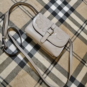 Elegant Gray Leather Crossbody Bag